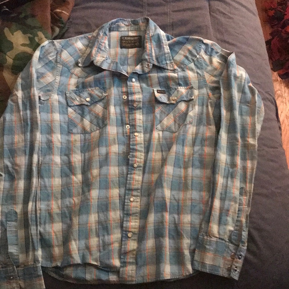 Hollister Men's Plaid Casual Dress Shirt